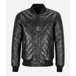 70's MA-1 Leather Bomber Jacket Diamond Quilted