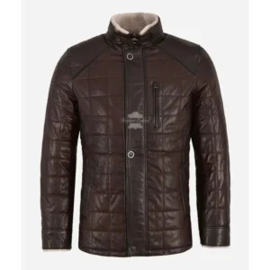 Ethan Veg Tanned Leather Jacket Men's Shearling Fur Lined Leather Jacket