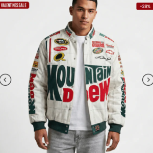 Mountain Dew Vintage Racing Jacket – White Motorsport Driver Style